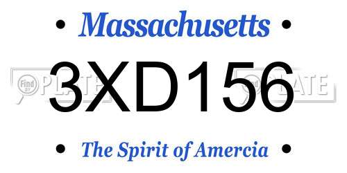 3XD156 Massachusetts License Plate