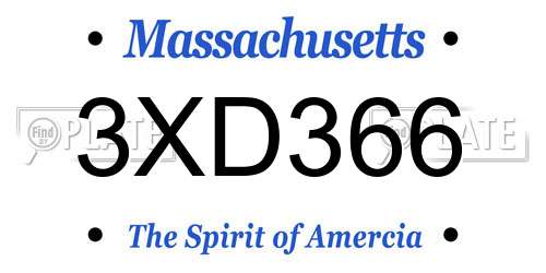 3XD366 Massachusetts License Plate