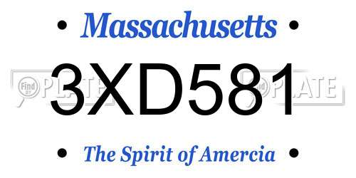 3XD581 Massachusetts License Plate