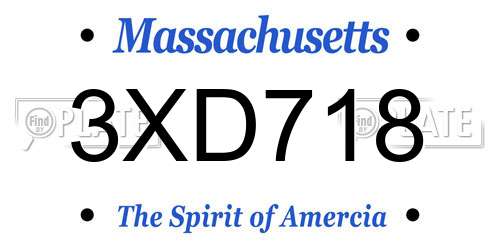 3XD718 Massachusetts License Plate