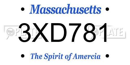 3XD781 Massachusetts License Plate