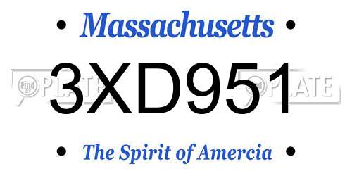 3XD951 Massachusetts License Plate