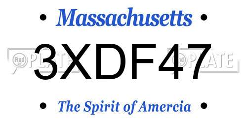 3XDF47 Massachusetts License Plate