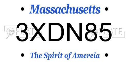 3XDN85 Massachusetts License Plate