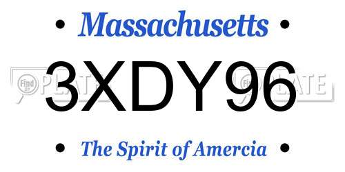 3XDY96 Massachusetts License Plate