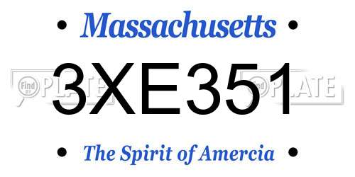 3XE351 Massachusetts License Plate