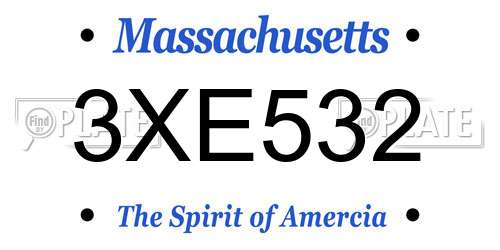 3XE532 Massachusetts License Plate