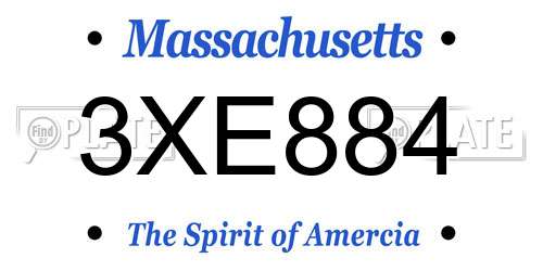 3XE884 Massachusetts License Plate