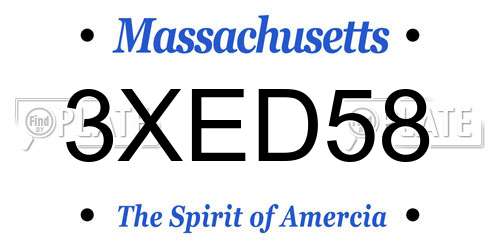 3XED58 Massachusetts License Plate