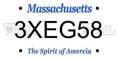 3XEG58 Massachusetts License Plate