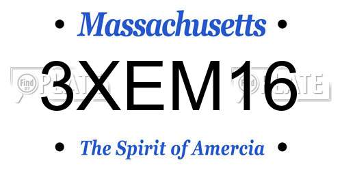 3XEM16 license plate in MA state