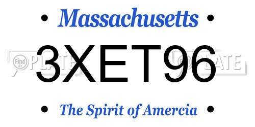 3XET96 Massachusetts License Plate