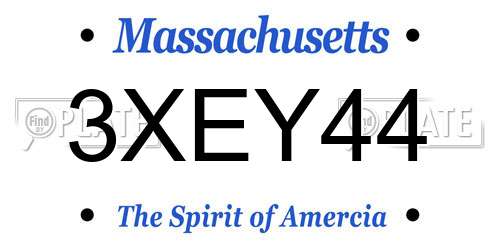 3XEY44 Massachusetts License Plate