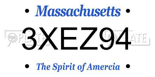 3XEZ94 Massachusetts License Plate