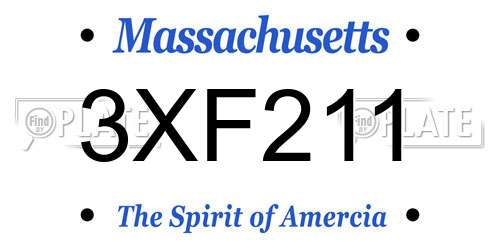 3XF211 Massachusetts License Plate