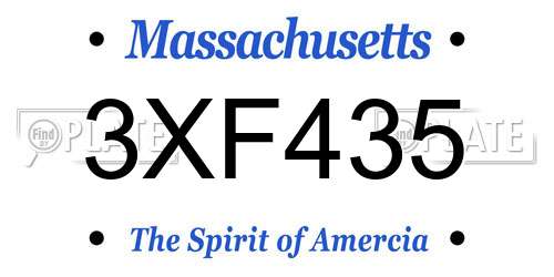 3XF435 Massachusetts License Plate