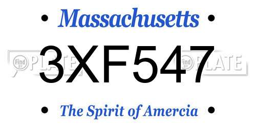 3XF547 Massachusetts License Plate