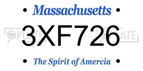 3XF726 Massachusetts License Plate