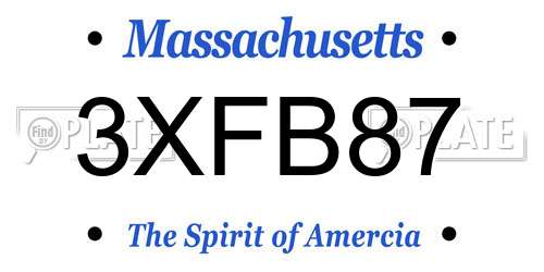 3XFB87 Massachusetts License Plate