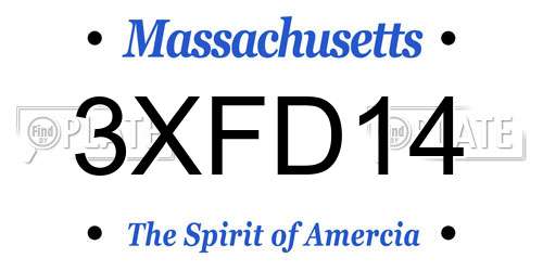 3XFD14 Massachusetts License Plate