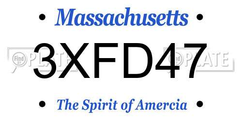 3XFD47 Massachusetts License Plate