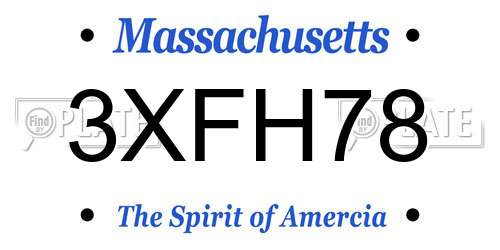 3XFH78 Massachusetts License Plate