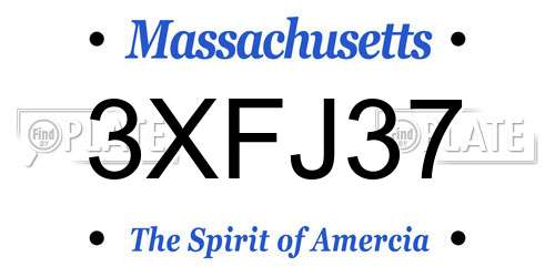 3XFJ37 Massachusetts License Plate