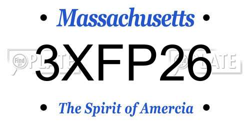 3XFP26 Massachusetts License Plate