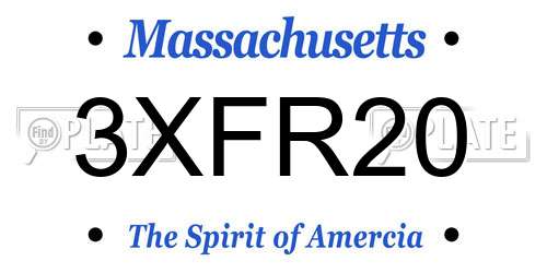 3XFR20 Massachusetts License Plate