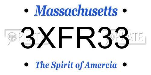 3XFR33 Massachusetts License Plate