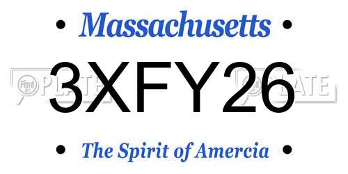 3XFY26 Massachusetts License Plate
