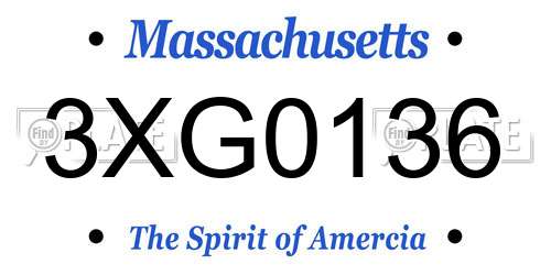 3XG0136 Massachusetts License Plate