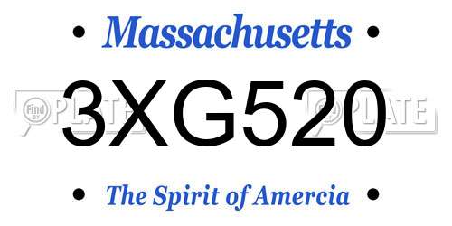 3XG520 Massachusetts License Plate