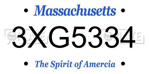 3XG5334 Massachusetts License Plate