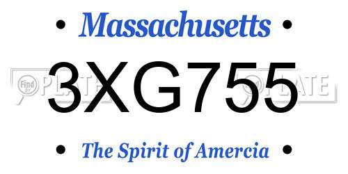 3XG755 Massachusetts License Plate