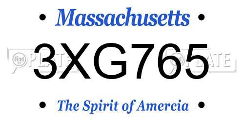 3XG765 Massachusetts License Plate