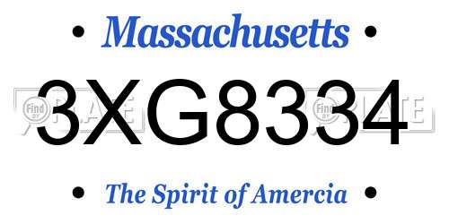 3XG8334 Massachusetts License Plate