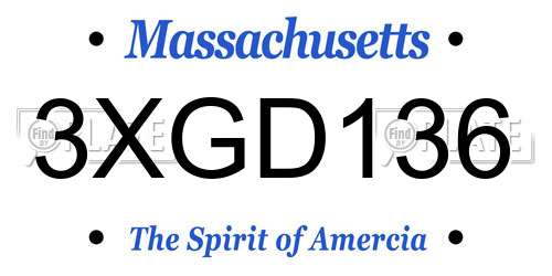 3XGD136 Massachusetts License Plate