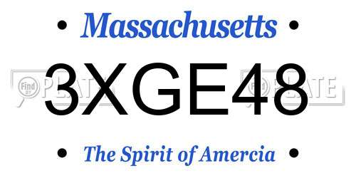 3XGE48 Massachusetts License Plate
