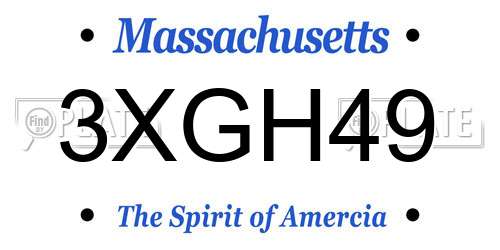 3XGH49 Massachusetts License Plate
