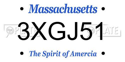3XGJ51 Massachusetts License Plate