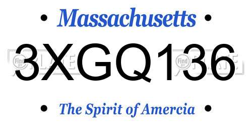 3XGQ136 Massachusetts License Plate