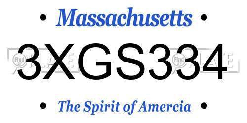 3XGS334 Massachusetts License Plate