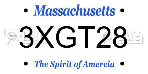 3XGT28 Massachusetts License Plate