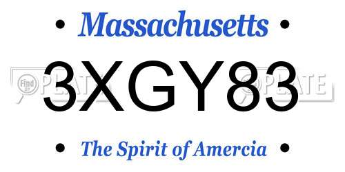 3XGY83 Massachusetts License Plate