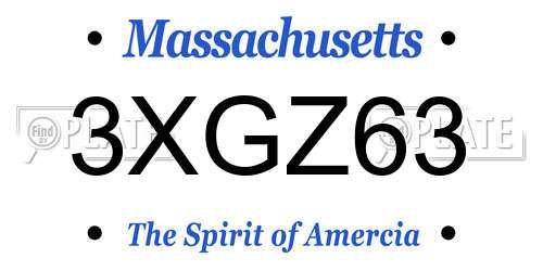 3XGZ63 Massachusetts License Plate