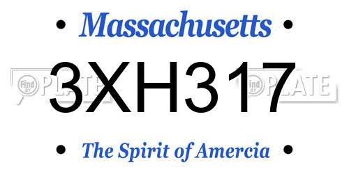 3XH317 Massachusetts License Plate
