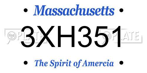 3XH351 Massachusetts License Plate