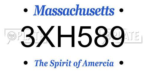 3XH589 Massachusetts License Plate