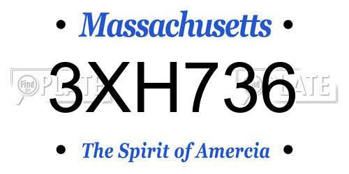 3XH736 Massachusetts License Plate